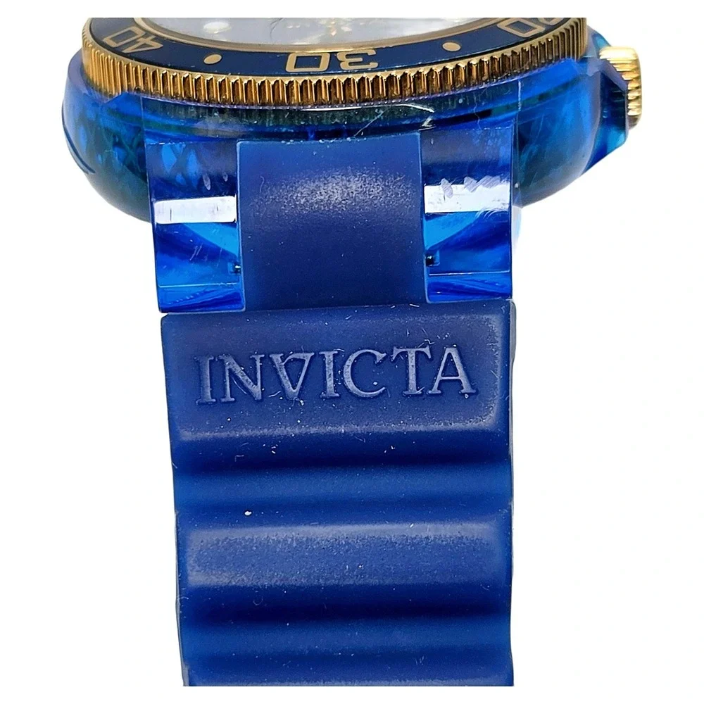 Invicta 35234 Blue Gold Watch 36mm Silicone Sport Accessory Excellent Condition